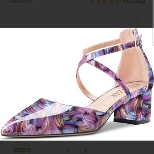 Womens Block Heel Patent Sandals Crisscross Ankle Strap sz 12.5